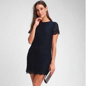 Lulus, Size Small, Navy Blue Lace Mini Dress